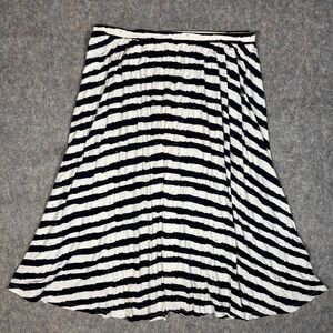 ASOS Midi Skirt Womens 14 Black White Striped Jersey A-Line Nautical Viscose